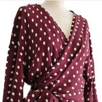 ZARA  burgundy and white polka dot wrap crop top size small Photo 1