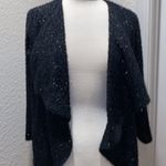 Vintage Susan Burrowes Black & Silver Fluffy Open Cardigan Sweater EUC Sz 10 Photo 1
