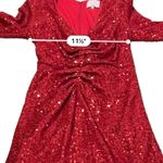 RTR One33 Social Red Sequin Drape Long Sleeve Sheath Mini‎ Dress Sz 4 Photo 13