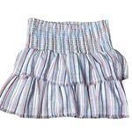 SheIn Smocked Tiered Mini Skirt Blue Orange White Stripe Size S Small Photo 1