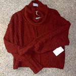 Free People sweet cranberry cropped cowl neck sweater! Photo 0