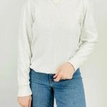 Nation Ltd  Crewneck Long Sleeve Pullover Sweatshirt White Medium Photo 0