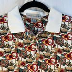 Nicklaus Vintage Book Print Academia Polo Women’s Size Large Crest Chainlink Red Photo 1