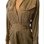 Foxy Lady Vintage 70s Green Military Utility Cargo Outdoor Khaki Maxi Dress Size 10 Photo 1