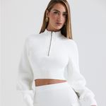 House Of CB  Reeva WHITE BALLOON SLEEVE RIBBED‎ Cropped SWEATER size XS Photo 6