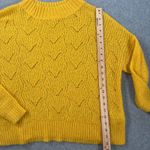 BP . Pointelle Knit Mock Neck Sweater Top Womens Small Mustard Yellow Lightweight Photo 5