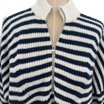 Madewell  Ribbed Half-Zip Sweater in Stripe‎ Ivory White Navy Blue Size XXL Photo 4