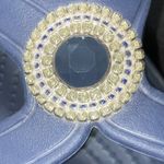 Crocs Women's Navy Blue SLIP ON WEDGE Sandals with Jewel Accent CLEAN EUC Photo 3