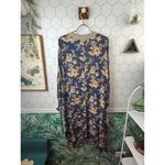 easel Long Navy and Mustard Floral Duster - Size - Medium Photo 2