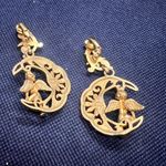 Kirk’s Folly Kirks Folly Gold Plated AB Rhinestones Cherubs Angels Crystal Clip On Earrings  Photo 4