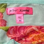 Betsey Johnson  Women’s M Aqua Turquoise Blue Floral Print Ruffle Front Tank Top Photo 5