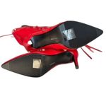 NIB Azalea‎ Wang Maeve Stiletto Boots Sz 9 Bright Red Fringe Maximalism Studded Photo 4