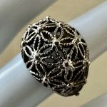 Vintage Jewish Star Filigree Dome Ring ✡️ Floral Artisan Design Silver Photo 1