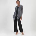 Clara Sun Woo Sheer Shimmer Drape Tunic Cardigan Size Small Silver NWT Photo 1