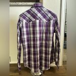 Wrangler  Pearl-Snap Shirt Purple Plaid Size Women’s Small - EUC Photo 3