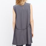 Vince  Long Drape Crepe Vest Wrap Leather Tie Waist Belt Gray Small Chic Classic Photo 2