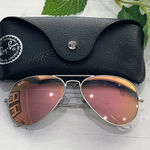 Ray-Ban  Aviator Sunglasses Rose Gold Mirror Lens Silver Frame with‎ Case Photo 0