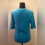 Jones New York - Turquoise V-Neck Quarter-Sleeve Top Size L Photo 2