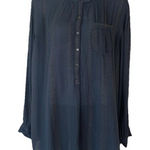 Free People  Border Print Popover Size L Gray Gold Hi-Lo Hemline‎ Boho Peasant Photo 0