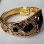 Gold and Black Hinge / Clamper Style Bracelet New Photo 1