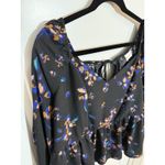 Ava & Viv Women’s Black‎ Floral Blouse Boho 2X Peasant Ribbed Plus Long Sleeve Photo 2