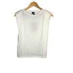 VERO MODA  White Padded Shoulder Sleeveless Crew Neck Tee Top Women Size XS NWT Photo 3