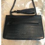 ALDO Black Croc Embossed Shoulder Bag with Chain & Tassel Charm Handbag Purse Photo 1