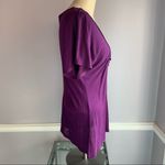 Full Tilt bright purple dolman sleeve deep V neck top with lace trim Photo 1