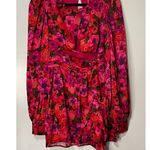 For Love & Lemons  Lauren Long Sleeve Mini Dress Red Pink Florals Size Small NWT Photo 1