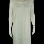 Studio One Womens 18 Ivory Lace Overlay Midi Dress Pearl Neckline Sleeveless Photo 0