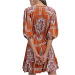 Anthropologie PORRIDGE  Women’s Sz M Orange Paisley Puff Sleeve Full Skirt Dress Photo 1