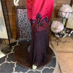 BELSOIE RED & BLACK STRAPLESS MERMAID STYLE SATIN BEADED GOWN (6) Photo 8