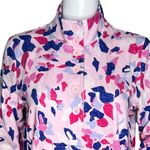 Talbots T By Sweatshirt Women Medium Pink Printed High Neck Buttons Colorful Fun Photo 4