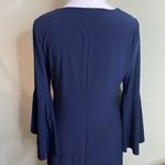 Ralph Lauren Lauren  Navy V-Neck Dress with Bell Sleeves Knee length, size 6P Photo 4