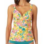 Anne cole  Womens Floral Underwire Tankini Swim Top Orange Green 32C/34B Photo 0