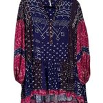 Free People  Boho Shibori Patchwork Printed Long Sleeve Dress Photo 2