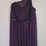 David's Bridal Lace Top One Shoulder Plum Bridesmaid Dress Photo 0