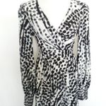 Eliza J Long Sleeve Spotty Dot Animal Chiffon Maxi Dress Black & White 6 Photo 11
