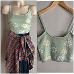 Altar'd State ALTAR’D STATE Cropped Sweater Tank Top Green Daisy Knit Boho soft casual Photo 1