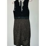 Theia Gold & Black Midnight Lace Crewneck Lace See Through Sheath Dress Size 6 Photo 4