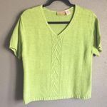 Liz Claiborne  • Liz wear Lime Green Cable Short Sleeve Sweater Size Large Photo 0