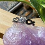 Black Onyx Infinity Cubic Zirconia Solitaire Sterling Silver Ring Sizes 7 & 9 Photo 5