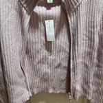 American Eagle NWT Cropped Zip-Up Sweater | Lilac & Ribbed | Size Medium Photo 2