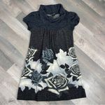 One Clothing Floral Cowl Neck Sweater Mini Dress Gray Cream Juniors Medium Photo 10
