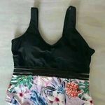 One Piece High Cut Swimsuit Black Floral See Through Mesh Size XL Beach Vacation Photo 7