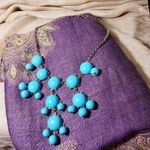 AQUA  Gold Tone Adjustable Length Cabochon Statement Necklace Photo 2