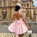 House Of CB  'Florianne' Soft Peach‎ Bow Mini Dress size L D-DD Tall Photo 1