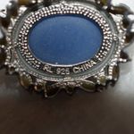 Ralph Lauren  .925 Stamped Faux Blue Topez/Sapphire Cameo Pendant Necklace Photo 4