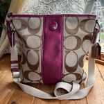 Coach  F21905 Signature Pink Stripe Crossbody Bag Photo 0