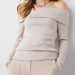 White House | Black Market WHBM Off The Shoulder Metallic Sweater Photo 0